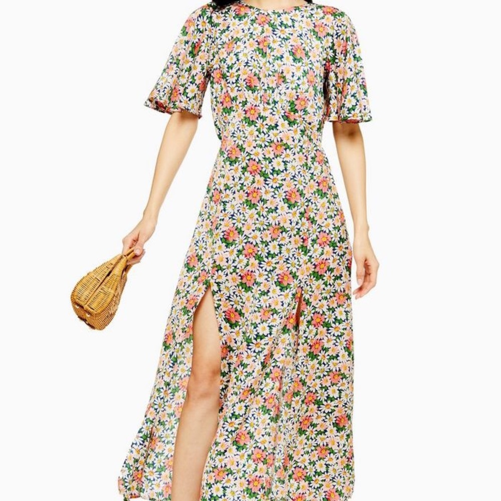 Topshop Austin floral daisy print midi dress US4